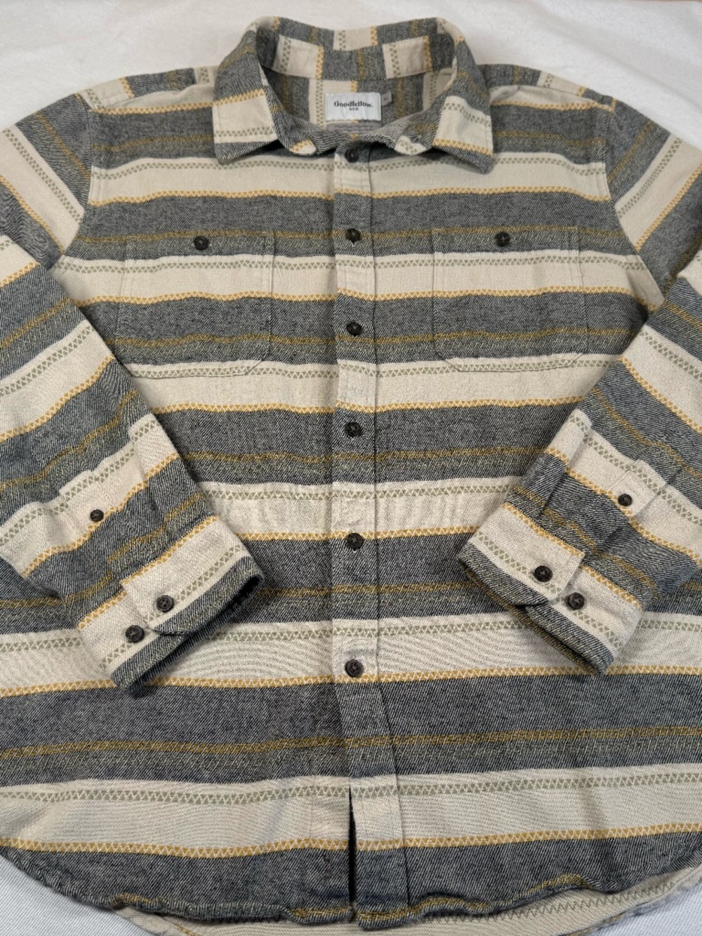 Goodfellow & Co. Men's Long Sleeve Button Up Plaid Shirt Size XL - Yellow/Gray